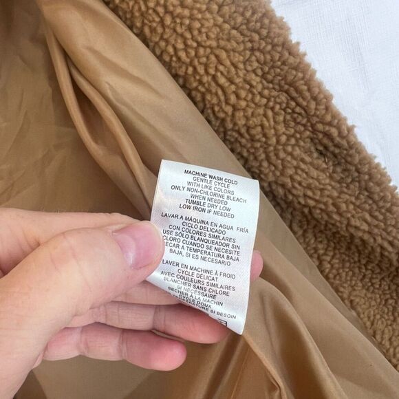 Pink Platinum Brown Fleece Teddy Jacket Lined Boho Casual Neutral Size Medium - Picture 9 of 11